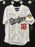 Jersey Dodgers de Los Angeles Blanca/Dorada Yamamoto #18