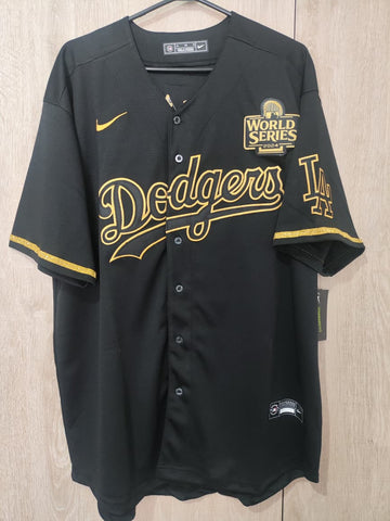 Jersey Dodgers de Los Angeles Negra/Dorada Ohtani letra Japonesa Campeones 2024