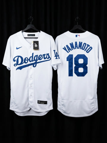 Jersey Dodgers de Los Angeles World series 2025 Blanco Yamamoto #18