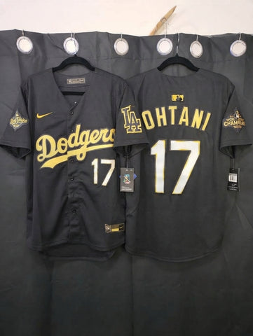 Jersey Dodgers de Los Angeles Negra/Dorada Ohtani #17