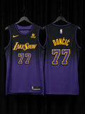 Jersey Lakers de Los Angeles Morada/Negra Doncic #77