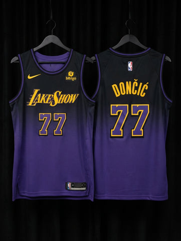Jersey Lakers de Los Angeles Morada/Negra Doncic #77