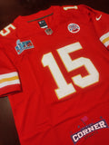 Jersey Chiefs de Kansas City Roja Mahomes #15 Con Parche Super Bowl