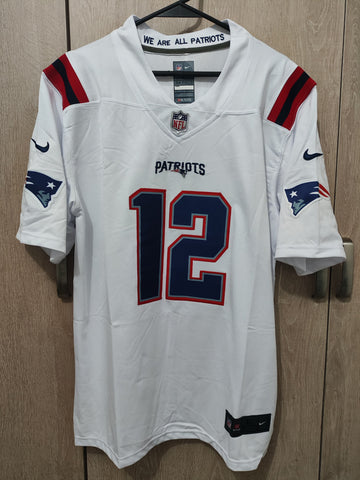 Jersey Patriots de New England Blanca Brady #12