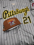 Jersey Piratas de Pittsburgh Gris Rayas Clemente #21 Pirates