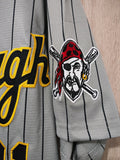 Jersey Piratas de Pittsburgh Gris Rayas Clemente #21 Pirates