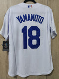 Jersey Dodgers de Los Angeles World series 2025 Blanco Yamamoto #18