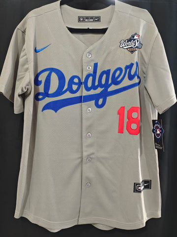 Jersey Dodgers de Los Angeles World series 2025 Gris Yamamoto #18