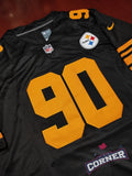 X Jersey Steelers de Pittsburgh Negra Rush Watt #90