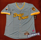 X X Jersey Brewers Cerveceros de Milwaukee City Connect Azul Brew Crew