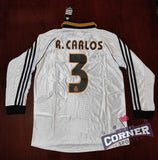X Jersey Real Madrid Retro Local manga larga temporada 99-00 R. Carlos #3