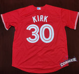 X X Jersey Azulejos de Toronto Canada Day Rojo Kirk #30 Blue Jays