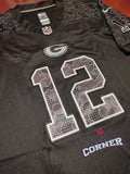 X Jersey Packers de Green Bay Negro Rodgers #12