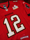 X Jersey Tampa Bay Buccaneers Roja Retro con Parche Super Bowl Brady #12