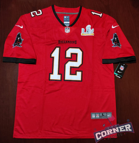 X Jersey Tampa Bay Buccaneers Roja Retro con Parche Super Bowl Brady #12